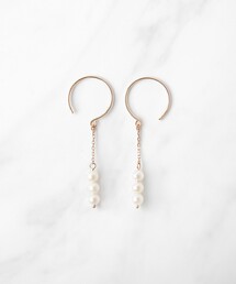 FRILL PEARL SWING PIERCED EARRINGS K10ゴールド 淡水パールピアス