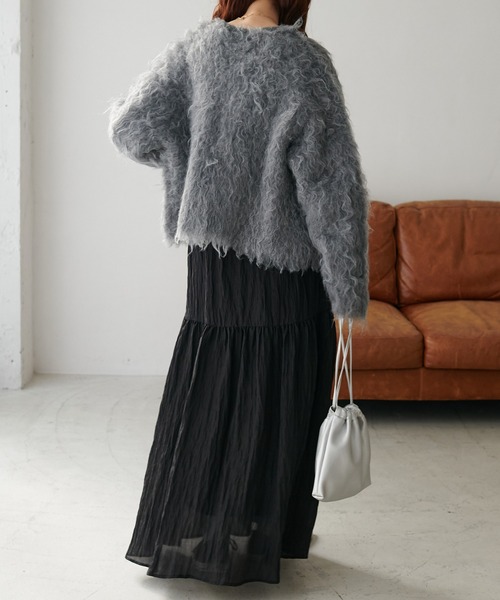 DISCOAT（ディスコート）の「前後2WAYシャギーカーディガン《WEB限定カラーあり》（カーディガン/ボレロ・レディース・ブラック/サックスブルー/アイボリー/ダークグレー/モカ/グリーン系その他/パープル・FREE）」の17枚目の写真