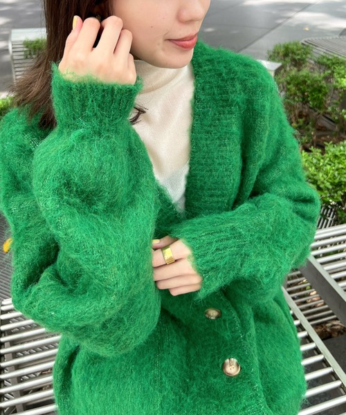 Olu.（オルドット）の「ボリュームカラーニットカーディガン（カーディガン/ボレロ・レディース・グリーン/ベージュ系その他/ライトグレー/ライトブルー/パープル・FREE）」の21枚目の写真