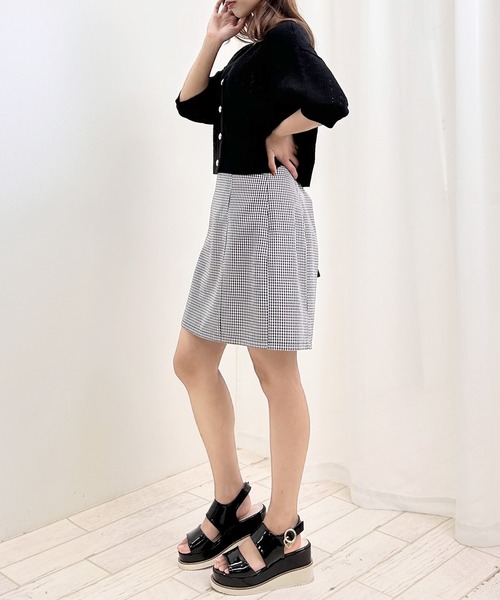 INGNI（イング）の「パターンメッシュ半袖ニットカーディガン（カーディガン/ボレロ・レディース・ピンク/オフホワイト/グレー系その他/ブラック・M）」の6枚目の写真
