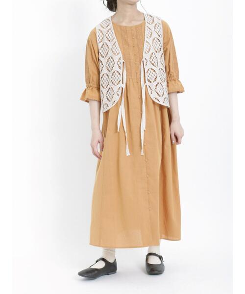 Samansa Mos2（サマンサ モスモス）の「レースワンピース（ワンピース・レディース・キナリ/オリーブ/オレンジ/チャコールグレー・F）」の5枚目の写真