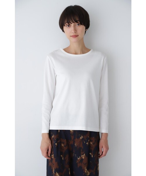 human woman（ヒューマンウーマン）の「◆オーガニック綿天竺長袖Ｔシャツ（Tシャツ/カットソー・レディース・ホワイト・MEDIUM/LARGE）」の6枚目の写真