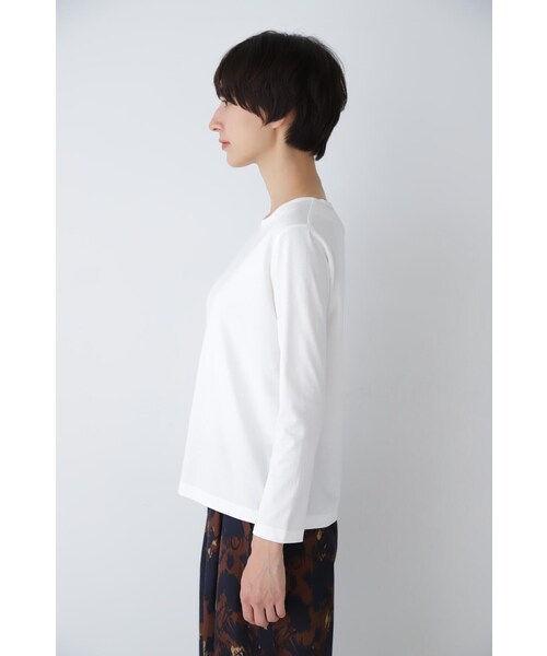 human woman（ヒューマンウーマン）の「◆オーガニック綿天竺長袖Ｔシャツ（Tシャツ/カットソー・レディース・ホワイト・MEDIUM/LARGE）」の7枚目の写真