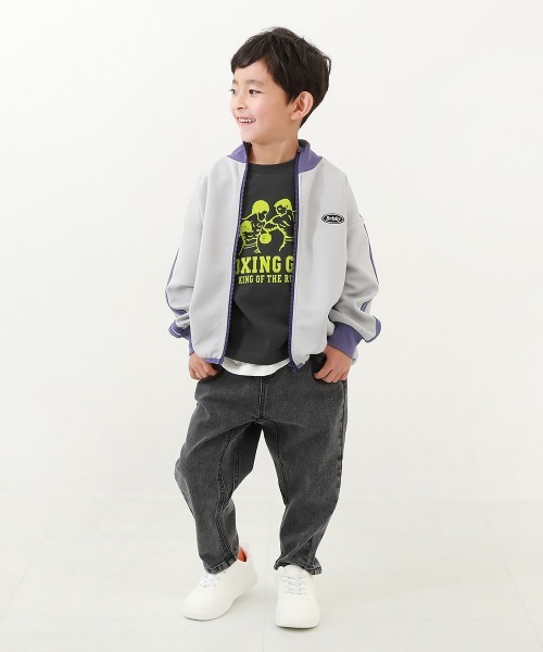 devirock（デビロック）の「【セットアップ可能】サイドライン ジップジャケット（ブルゾン・キッズ・グリーン/アイボリー/バイオレット/ブラック/グレー/ネイビー/ピンク系3/ブルー系/ダークブラウン・160cm/150cm/100cm/110cm/120cm/140cm/130cm）」の13枚目の写真