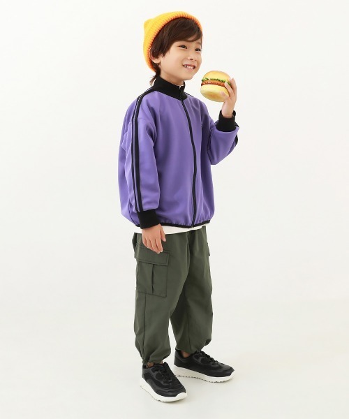 devirock（デビロック）の「【セットアップ可能】サイドライン ジップジャケット（ブルゾン・キッズ・グリーン/アイボリー/バイオレット/ブラック/グレー/ネイビー/ピンク系3/ブルー系/ダークブラウン・160cm/150cm/100cm/110cm/120cm/140cm/130cm）」の16枚目の写真