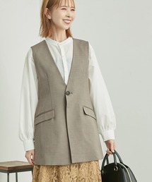 ROPE' PICNIC | ウールライクサキソニーノーカラースリーブレスジャケット(ベスト)