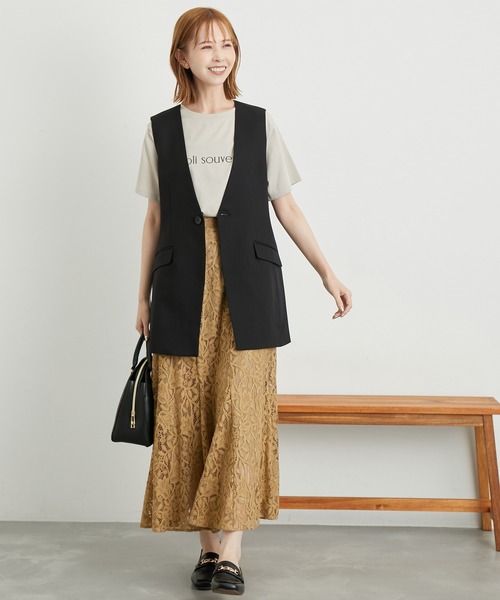 ROPE' PICNIC（ロペピクニック）の「ウールライクサキソニーノーカラースリーブレスジャケット（ベスト・レディース・ネイビー/ブラウン/ブラック/グレー・38）」の5枚目の写真