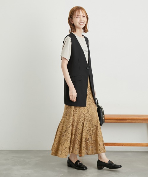 ROPE' PICNIC（ロペピクニック）の「ウールライクサキソニーノーカラースリーブレスジャケット（ベスト・レディース・ネイビー/ブラウン/ブラック/グレー・38）」の6枚目の写真