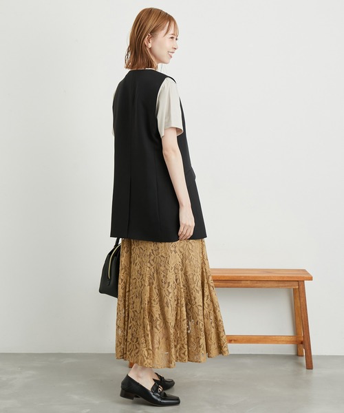 ROPE' PICNIC（ロペピクニック）の「ウールライクサキソニーノーカラースリーブレスジャケット（ベスト・レディース・ネイビー/ブラウン/ブラック/グレー・38）」の7枚目の写真