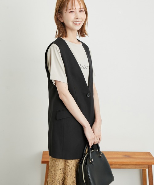 ROPE' PICNIC（ロペピクニック）の「ウールライクサキソニーノーカラースリーブレスジャケット（ベスト・レディース・ネイビー/ブラウン/ブラック/グレー・38）」の8枚目の写真