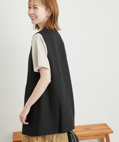 ROPE' PICNIC（ロペピクニック）の「ウールライクサキソニーノーカラースリーブレスジャケット（ベスト・レディース・ネイビー/ブラウン/ブラック/グレー・38）」の9枚目の写真
