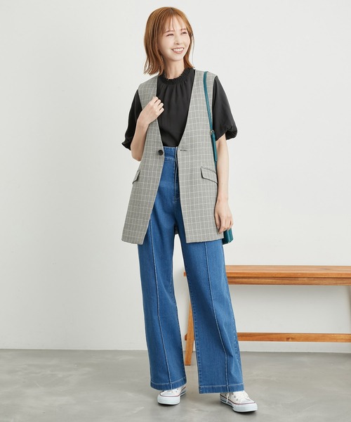 ROPE' PICNIC（ロペピクニック）の「ウールライクサキソニーノーカラースリーブレスジャケット（ベスト・レディース・ネイビー/ブラウン/ブラック/グレー・38）」の11枚目の写真