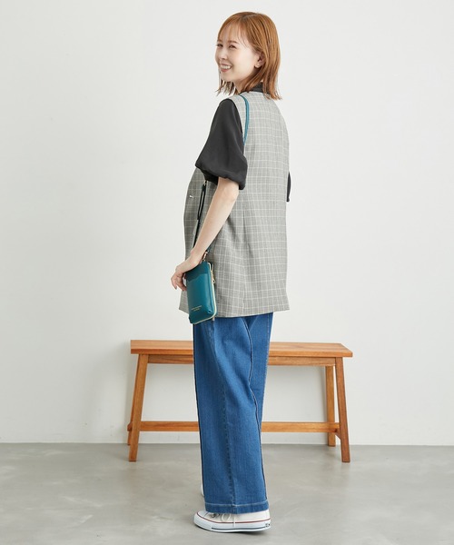 ROPE' PICNIC（ロペピクニック）の「ウールライクサキソニーノーカラースリーブレスジャケット（ベスト・レディース・ネイビー/ブラウン/ブラック/グレー・38）」の12枚目の写真