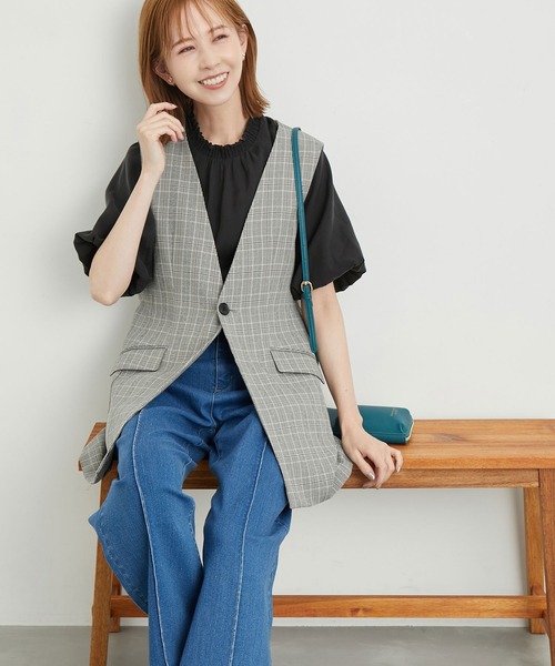 ROPE' PICNIC（ロペピクニック）の「ウールライクサキソニーノーカラースリーブレスジャケット（ベスト・レディース・ネイビー/ブラウン/ブラック/グレー・38）」の13枚目の写真