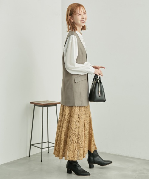 ROPE' PICNIC（ロペピクニック）の「ウールライクサキソニーノーカラースリーブレスジャケット（ベスト・レディース・ネイビー/ブラウン/ブラック/グレー・38）」の16枚目の写真