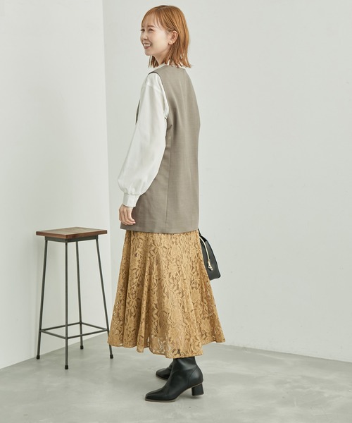 ROPE' PICNIC（ロペピクニック）の「ウールライクサキソニーノーカラースリーブレスジャケット（ベスト・レディース・ネイビー/ブラウン/ブラック/グレー・38）」の17枚目の写真