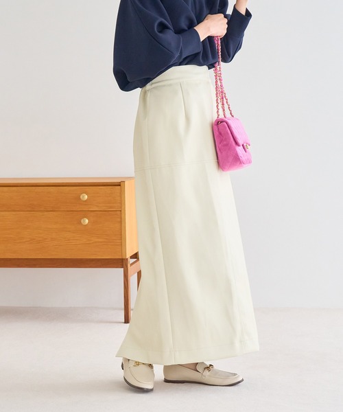 VIS（ビス）の「フェイクレザーIラインロングスカート（スカート・レディース・オレンジ系その他/オフホワイト/ブラック・S/M）」の13枚目の写真