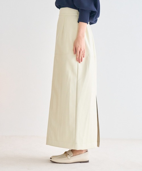 VIS（ビス）の「フェイクレザーIラインロングスカート（スカート・レディース・オレンジ系その他/オフホワイト/ブラック・S/M）」の18枚目の写真