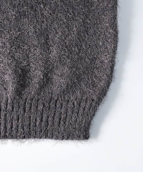 NYLAUS（ナイラス）の「Shaggy Solid/Border Loose V-neck Knit Vest / シャギー 無地/ボーダー柄 ルーズ Vネック ニットベスト（ベスト・メンズ・ブラック/レンガ/チャコール/ブラック系/グレー系/レッド系・M/L）」の21枚目の写真