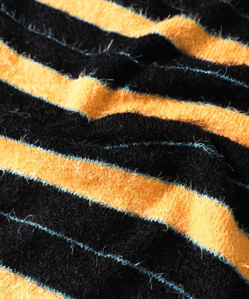 NYLAUS（ナイラス）の「Shaggy Solid/Border Loose V-neck Knit Vest / シャギー 無地/ボーダー柄 ルーズ Vネック ニットベスト（ベスト・メンズ・ブラック/レンガ/チャコール/ブラック系/グレー系/レッド系・M/L）」の14枚目の写真