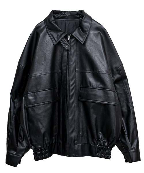 Social GIRL（ソーシャルガール）の「オーバーサイズ PUレザージャケット（ブルゾン・レディース・ブラック/ブラウン/アイボリー/モカ・M/L）」の5枚目の写真