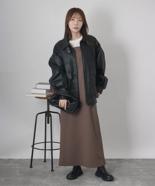 セール】オーバーサイズ PUレザージャケット（ブルゾン）｜Social GIRL