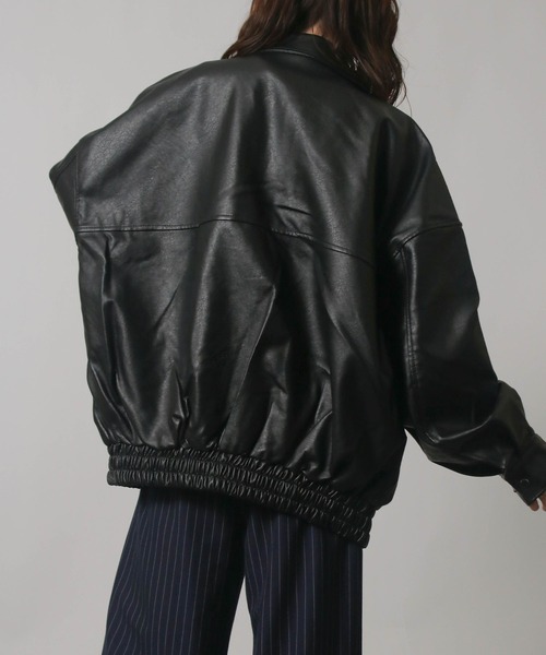 Social GIRL（ソーシャルガール）の「オーバーサイズ PUレザージャケット（ブルゾン・レディース・ブラック/ブラウン/アイボリー/モカ・M/L）」の13枚目の写真