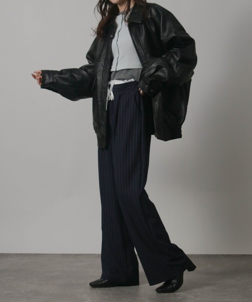 Social GIRL（ソーシャルガール）の「オーバーサイズ PUレザージャケット（ブルゾン・レディース・ブラック/ブラウン/アイボリー/モカ・M/L）」の17枚目の写真