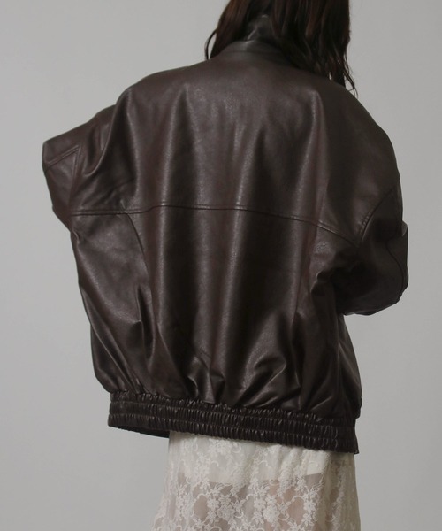 Social GIRL（ソーシャルガール）の「オーバーサイズ PUレザージャケット（ブルゾン・レディース・ブラック/ブラウン/アイボリー/モカ・M/L）」の19枚目の写真
