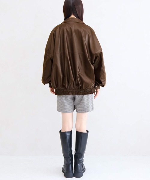 Social GIRL（ソーシャルガール）の「オーバーサイズ PUレザージャケット（ブルゾン・レディース・ブラック/ブラウン/アイボリー/モカ・M/L）」の7枚目の写真