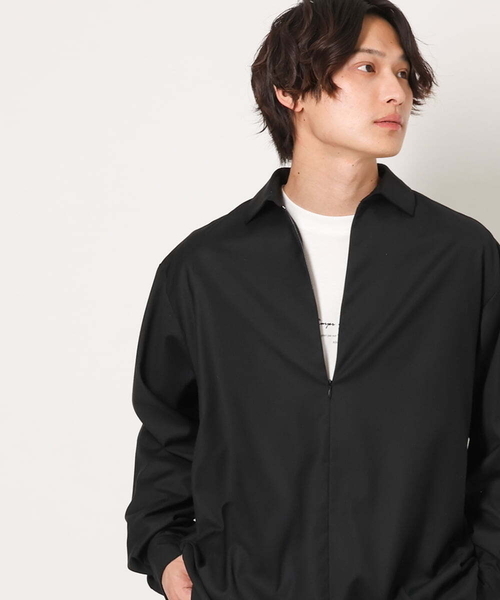 a.v.v(アーヴェヴェ)の「ハーフジップワイドシャツプルオーバー(シャツ/ブラウス・メンズ・ブラック/バイオレット・46/48)」の2枚目の写真
