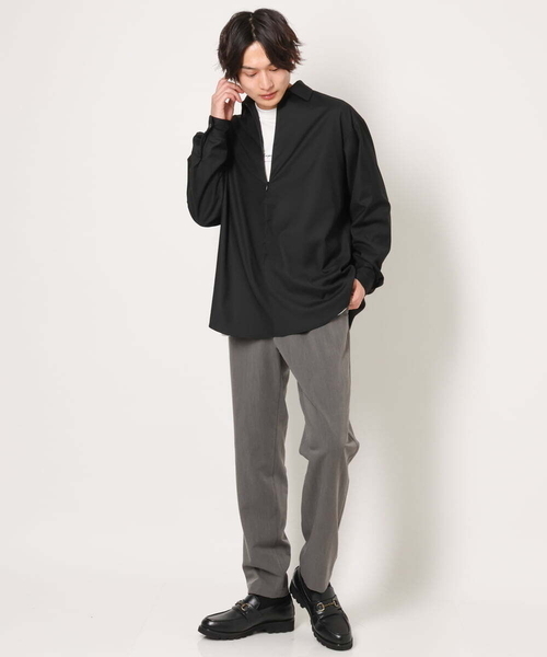 a.v.v(アーヴェヴェ)の「ハーフジップワイドシャツプルオーバー(シャツ/ブラウス・メンズ・ブラック/バイオレット・46/48)」の4枚目の写真