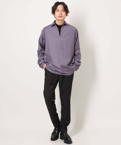 a.v.v(アーヴェヴェ)の「ハーフジップワイドシャツプルオーバー(シャツ/ブラウス・メンズ・ブラック/バイオレット・46/48)」の9枚目の写真