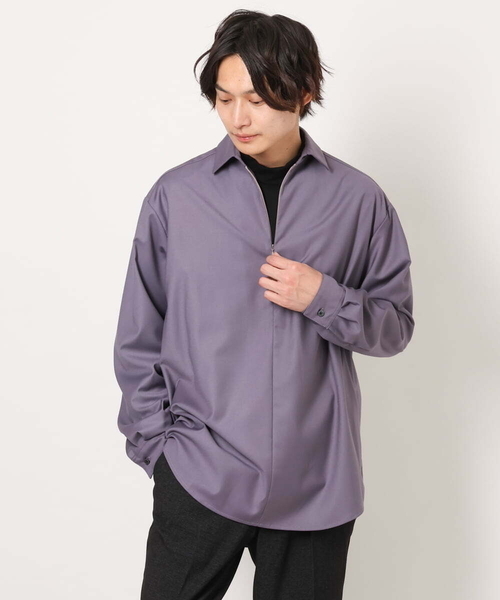 a.v.v(アーヴェヴェ)の「ハーフジップワイドシャツプルオーバー(シャツ/ブラウス・メンズ・ブラック/バイオレット・46/48)」の11枚目の写真