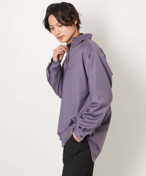 a.v.v(アーヴェヴェ)の「ハーフジップワイドシャツプルオーバー(シャツ/ブラウス・メンズ・ブラック/バイオレット・46/48)」の13枚目の写真