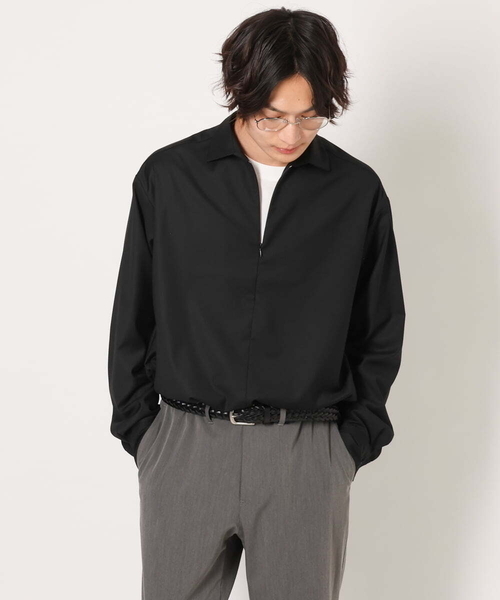 a.v.v(アーヴェヴェ)の「ハーフジップワイドシャツプルオーバー(シャツ/ブラウス・メンズ・ブラック/バイオレット・46/48)」の15枚目の写真