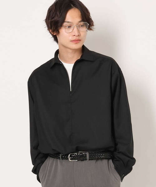 a.v.v(アーヴェヴェ)の「ハーフジップワイドシャツプルオーバー(シャツ/ブラウス・メンズ・ブラック/バイオレット・46/48)」の17枚目の写真
