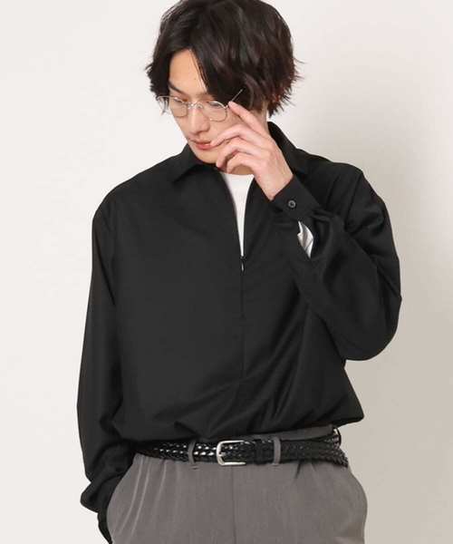 a.v.v(アーヴェヴェ)の「ハーフジップワイドシャツプルオーバー(シャツ/ブラウス・メンズ・ブラック/バイオレット・46/48)」の18枚目の写真