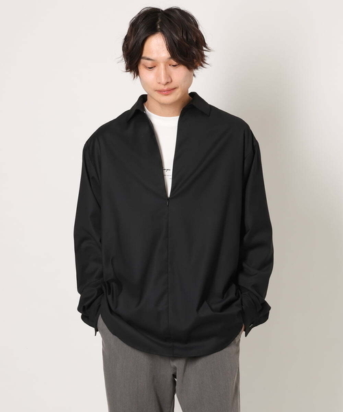 a.v.v(アーヴェヴェ)の「ハーフジップワイドシャツプルオーバー(シャツ/ブラウス・メンズ・ブラック/バイオレット・46/48)」の19枚目の写真