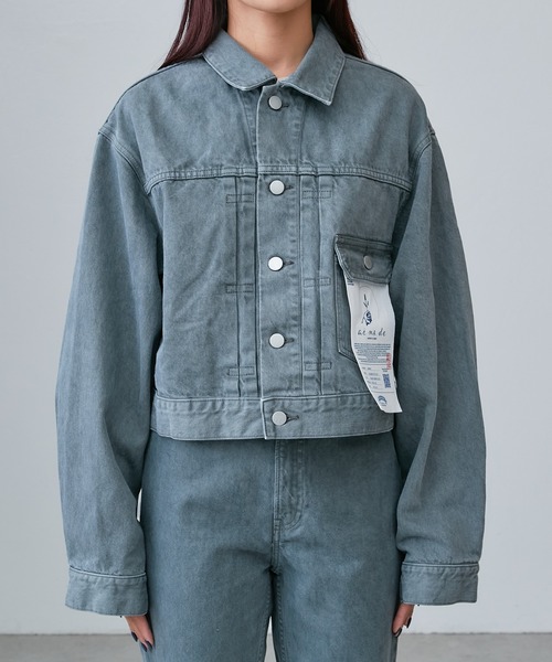 Lui's(ルイス)の「【ai no de / アイノデ】kasaoka ショートGジャン(デニムジャケット・レディース・ダークグレー/ネイビー・FREE)」の4枚目の写真