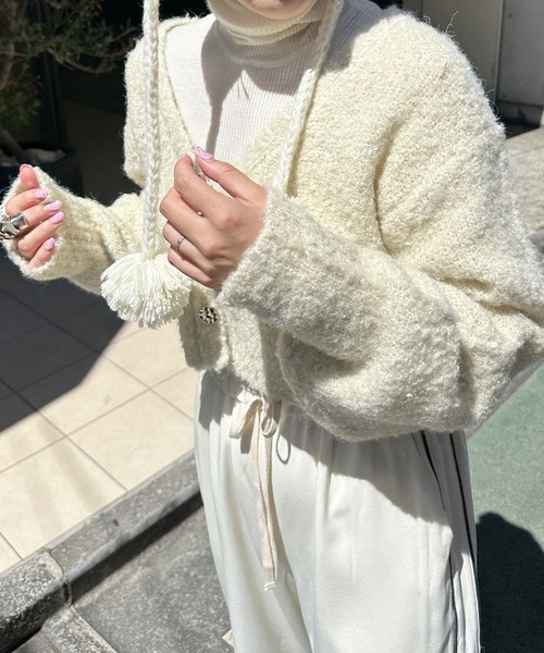 ラメブークレショートカーデ Alley by w closet（アリーバイダブルクローゼット）の「【Alley】ラメ