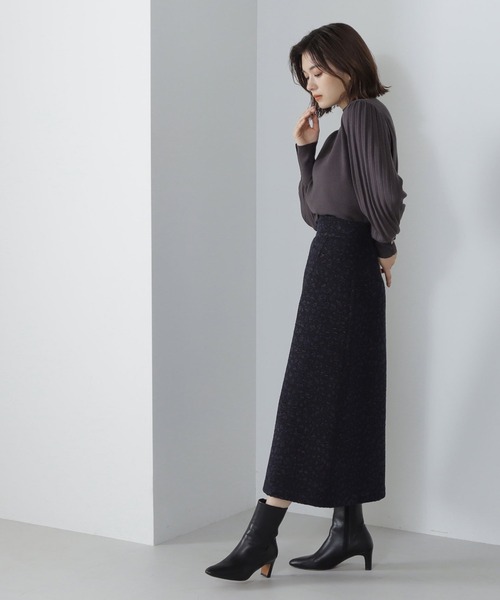 NATURAL BEAUTY BASIC（ナチュラルビューティーベーシック）の「◇プリーツスリーブハイネックニット（ニット/セーター・レディース・グレイッシュベージュ/オフホワイト/ブルー/チャコールグレー・FREE）」の5枚目の写真