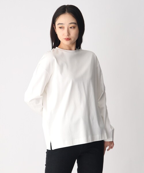 OPAQUE.CLIP（オペークドットクリップ）の「◆ロングスリーブTシャツ/コットン100％【洗濯機洗い可】（Tシャツ/カットソー・レディース・ブラック/グレー/ホワイト系・40/38）」の2枚目の写真