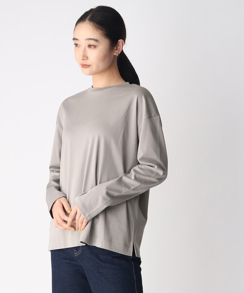 OPAQUE.CLIP（オペークドットクリップ）の「◆ロングスリーブTシャツ/コットン100％【洗濯機洗い可】（Tシャツ/カットソー・レディース・ブラック/グレー/ホワイト系・40/38）」の3枚目の写真