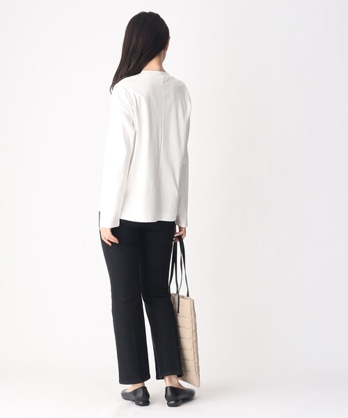 OPAQUE.CLIP（オペークドットクリップ）の「◆ロングスリーブTシャツ/コットン100％【洗濯機洗い可】（Tシャツ/カットソー・レディース・ブラック/グレー/ホワイト系・40/38）」の5枚目の写真