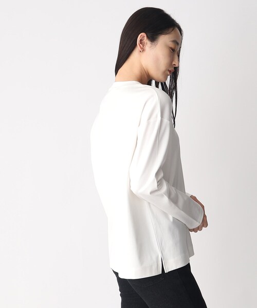 OPAQUE.CLIP（オペークドットクリップ）の「◆ロングスリーブTシャツ/コットン100％【洗濯機洗い可】（Tシャツ/カットソー・レディース・ブラック/グレー/ホワイト系・40/38）」の6枚目の写真