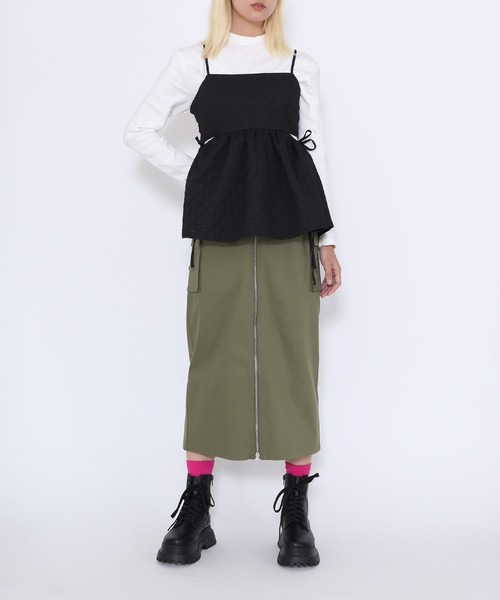 PUNYUS(プニュズ)の「カットアウトキャミソールチュニック(チュニック・レディース・ブラック/ホワイト・2/1/4/3)」の17枚目の写真