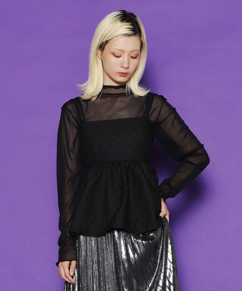 PUNYUS(プニュズ)の「カットアウトキャミソールチュニック(チュニック・レディース・ブラック/ホワイト・2/1/4/3)」の10枚目の写真