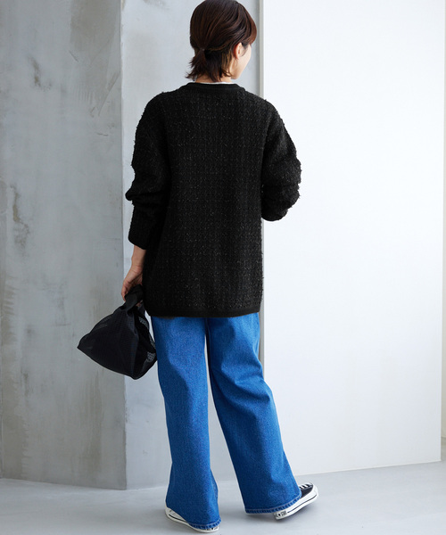 JOURNAL STANDARD relume（ジャーナルスタンダード　レリューム）の「《追加2》TWEEDYニットジャケット（カーディガン/ボレロ・レディース・ブラック/アイボリー・FREE）」の12枚目の写真