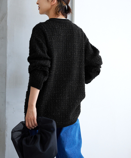 JOURNAL STANDARD relume（ジャーナルスタンダード　レリューム）の「《追加2》TWEEDYニットジャケット（カーディガン/ボレロ・レディース・ブラック/アイボリー・FREE）」の16枚目の写真